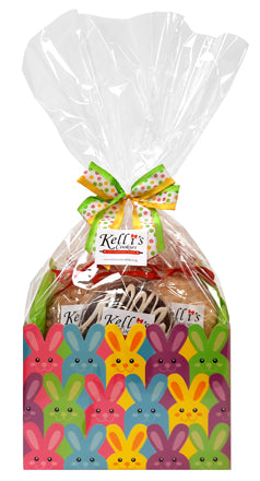 Bunny Peeps Easter Cookie Basket (Large - 12 Cookies)